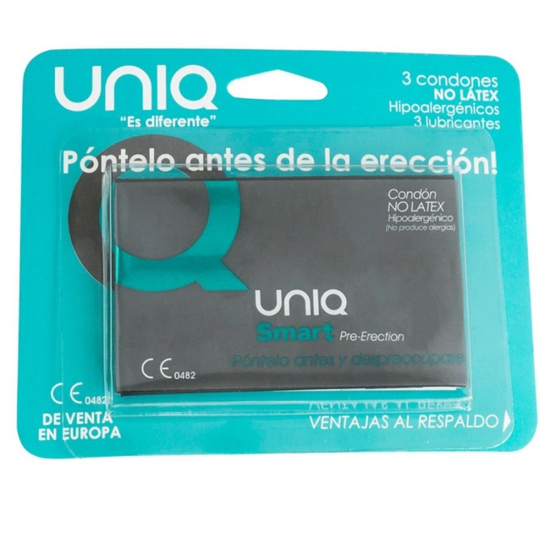 Uniq Smart Pre-Erección Preservativo Sin Latex  3Uds:: Envío discreto en masturbadoresparahombre.com