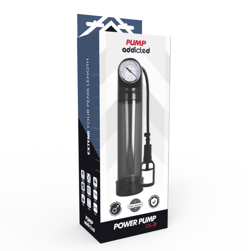Pump Addicted Bomba Erección Rx9 Negro:: Envío discreto en masturbadoresparahombre.com