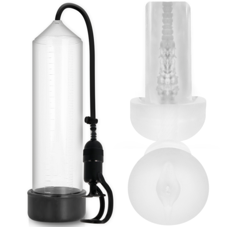 Pump Addicted Rx3 Bomba Erección Negro Con Masturbador:: Envío discreto en masturbadoresparahombre.com