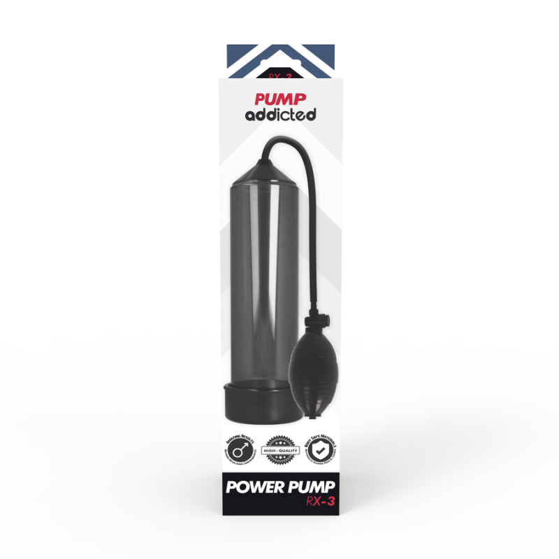 Pump Addicted Rx3 Bomba Erección Negro:: Envío discreto en masturbadoresparahombre.com